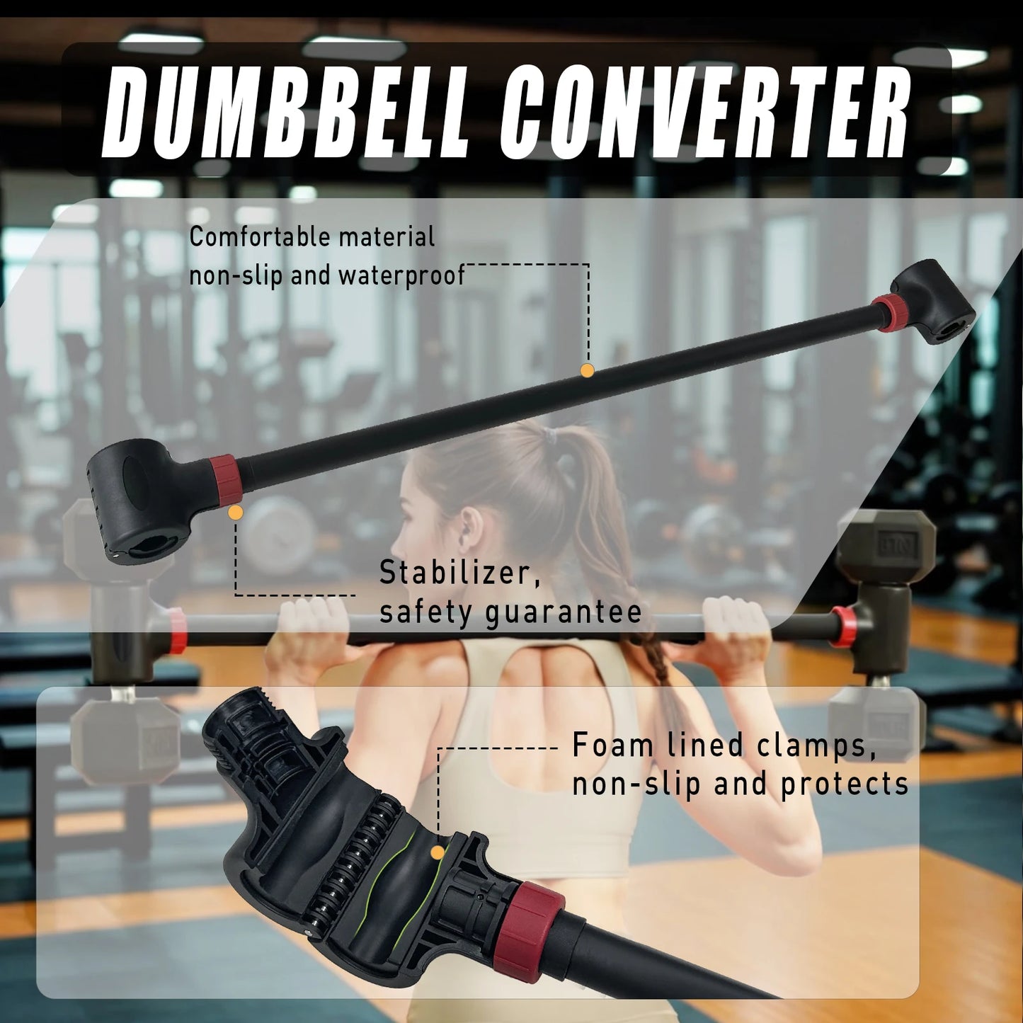 Adjustable Dumbbell Converter to Barbell Set and Kettlebell for Home Fitness Adjustable Up to 200lb
