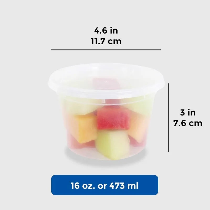 50 Set 16 Oz Plastic Deli Containers with Lids for Meal Prep