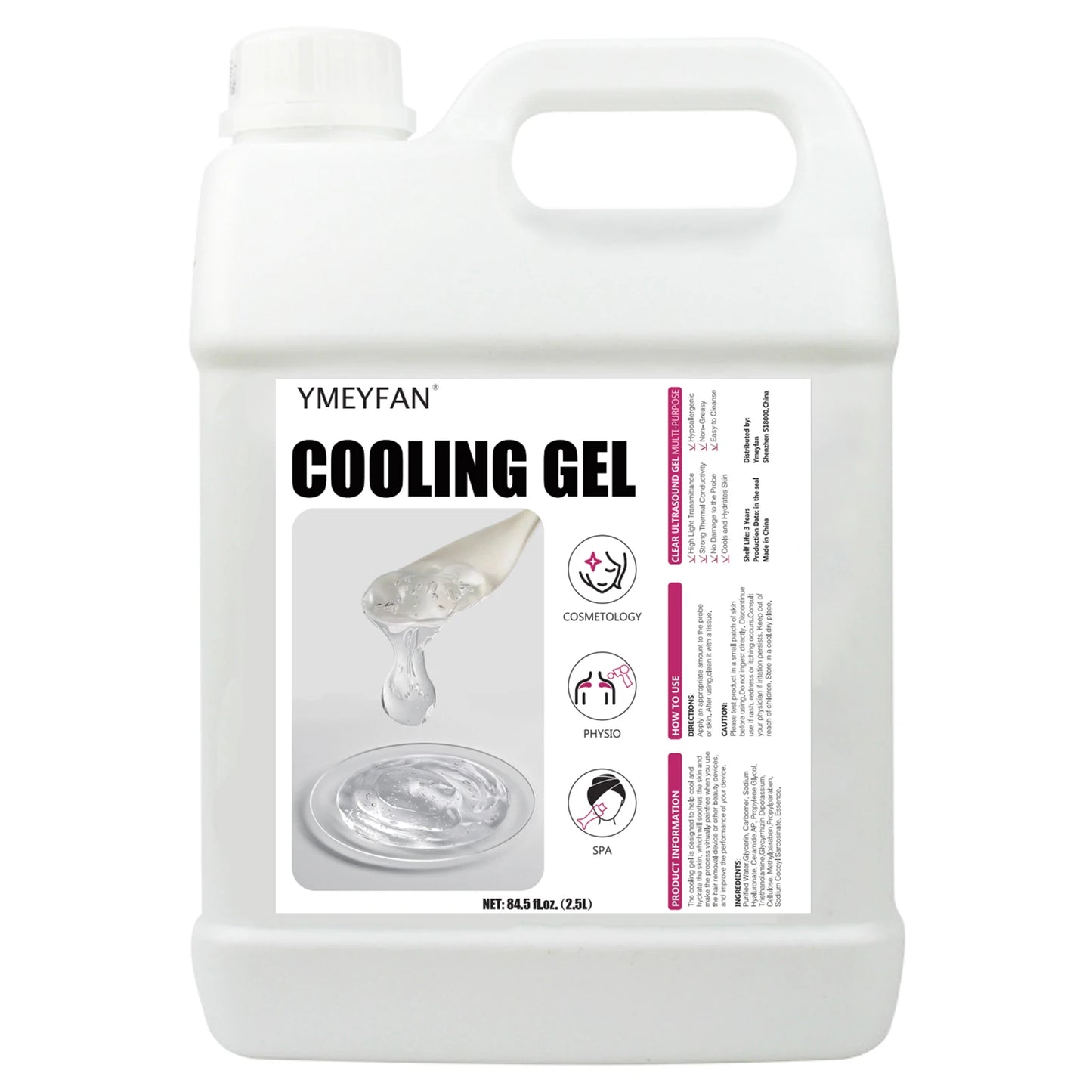 84.5oz Cooling Gel Conductor Radiofrequency and Cavitation Conductive Gel for Ultrasonic Machine Face Microcurrent EMS HIFU