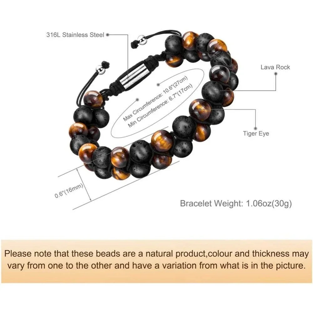 Bead Chakra Bracelets for Men and Women Double-Layered Healing Yoga Crystals Beaded Bracelet Natural Stone Mens Bracelet