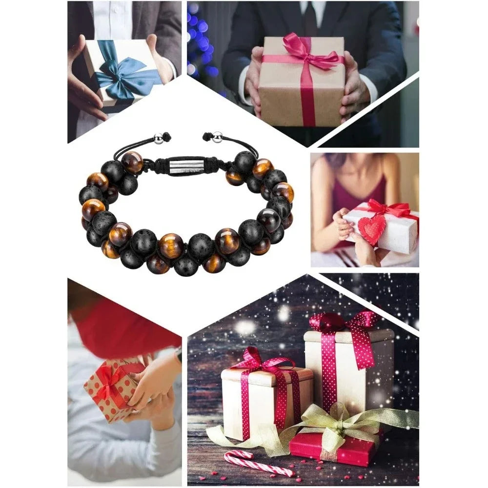 Bead Chakra Bracelets for Men and Women Double-Layered Healing Yoga Crystals Beaded Bracelet Natural Stone Mens Bracelet