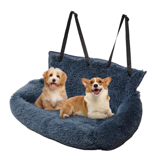 Large Dog Car Seat: Plush, Washable, Dual-Pet Safety