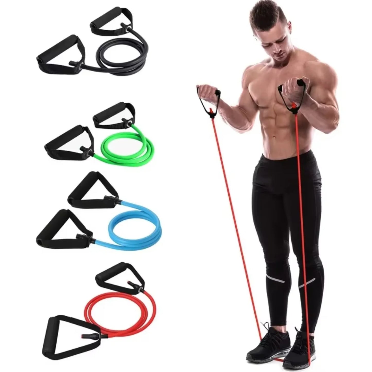 Resistance Band with Elastic Fitness Tube Handles