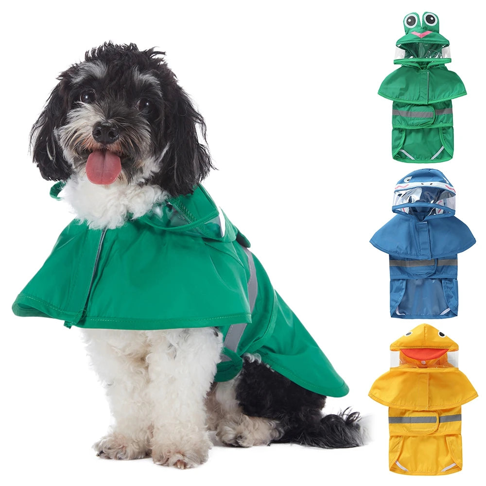 Fashionable Reflective Pet Dog Raincoat Cute Animal Raincoat Waterproof Hooded Jacket for Big Dogs