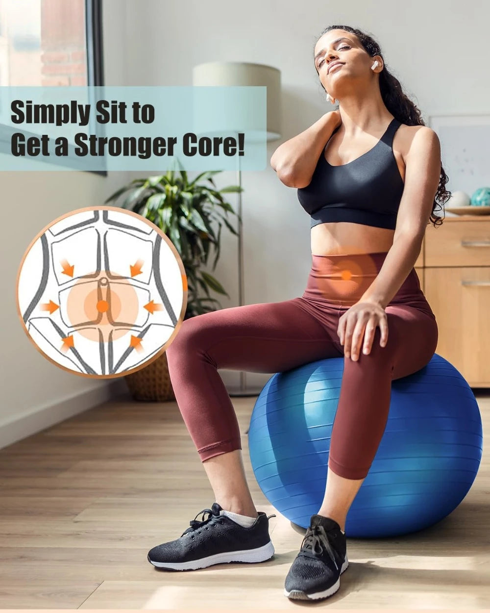 Yoga Ball Workout Ball Explosion-Proof Anti-Slip Stability Ball Swiss Ball Physiotherapy Balance Ball Chair